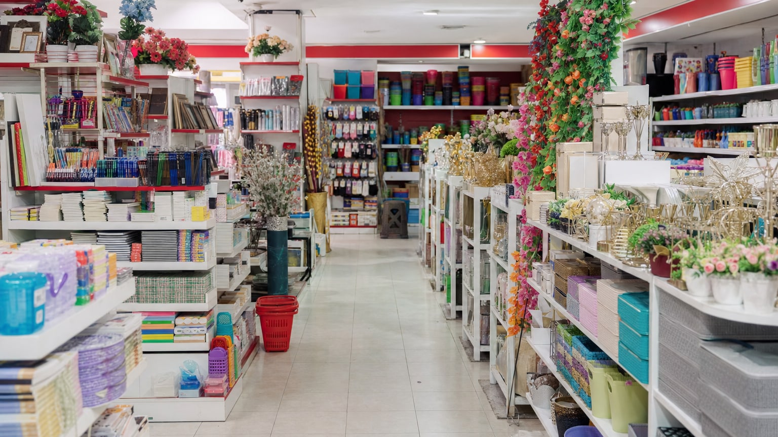 Rayons colorés d'un magasin discount Action